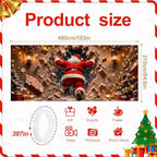 Funny Santa Claus Christmas Garage Door Banner 7x16 FT, Large 2-Car Brick Wall Breaking Through Outdoor Mural Backdrop, Cool Holiday Hanging Peeking Cover Sign Decoration for House Exterior Party - Image 2