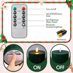 3 Pcs 6/8/12" Christmas Flameless LED Candles Battery Operated & Remote - Image 4