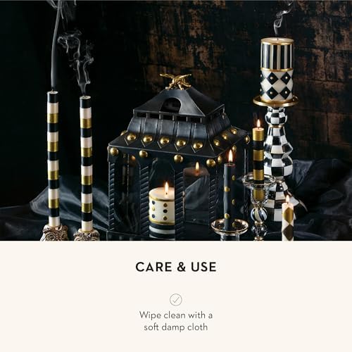 MACKENZIE-CHILDS Pillar Candlestick, Large, Black-and-White Courtly Check - Image 5
