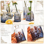 KOIUEYW Bud Vases Set of 24, Gradient Blue Vintage Small Vases for Flowers, Clear Crystal Mini Glasses in Bulk, Small Flower Design for Centerpieces Wedding Home Flower Party Decor - Image 5