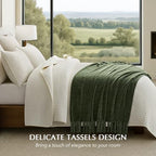 EverGrace Chenille Knit Throw Blanket for Couch, 50"x60", Olive Green - Image 2