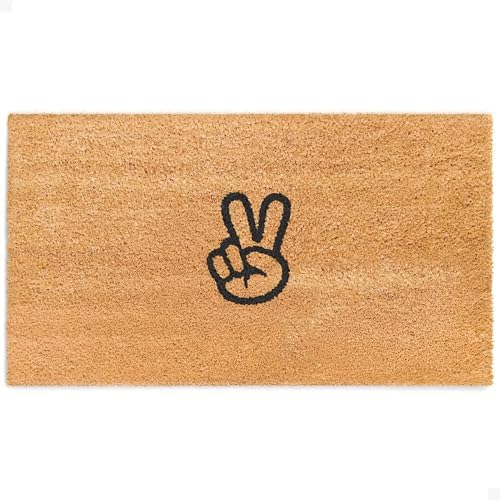 THEODORE MAGNUS Door Mat - Welcome Mat for Front Door with Non-Slip Backing - Durable Coir Doormat - Perfect for Outside Entrance and Entryway Matt - Outdoor/Indoor - Peace Out - 17" x 30" by TheodoreMagnus