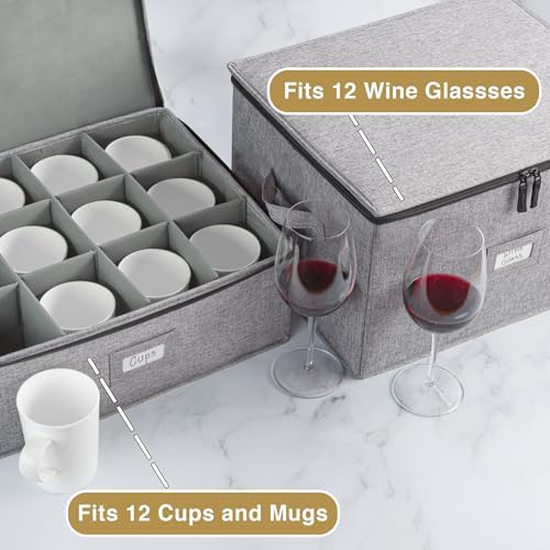 Stack Store Plus More 6pcs Hard Shell China Storage Containers for Cups and Mugs, Wine Glasses and Plates - Heavy Duty Dinnerware Storage - Image 4