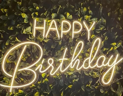 Happy Birthday LED Neon Signs Transparent Acrylic Lights Decor for Wedding Birthday Party Wall Home Bedroom Room Art Decoration with USB Light Modulator 5V by Unknown