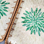 Set of 2 Rectangular Rattan Nesting Trays, Green Leaf Shell Inlay - Image 6