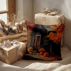 Batmerry Autumn Maple Forest Throw Pillow Covers, Pumpkins Cabins Fallen Leaves Decorative Pillow Covers Digital Printing Blended for Couch Sofa Bed Invisible Zipper 24X24 in(Set of 2) - Image 2