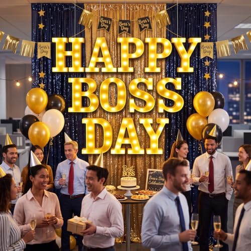 Aurelema 12 Pcs Happy Boss Day Decorations LED Letter Lights Signs - Image 6