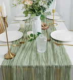FEXIA 10Pcs Sage Green Cheesecloth Table Runner for Baby Shower Decoration - Image 5