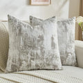FUTEI Pack of 2 Faux Cashmere Throw Pillow Covers 22x22 Inch, Grey White by FUTEI