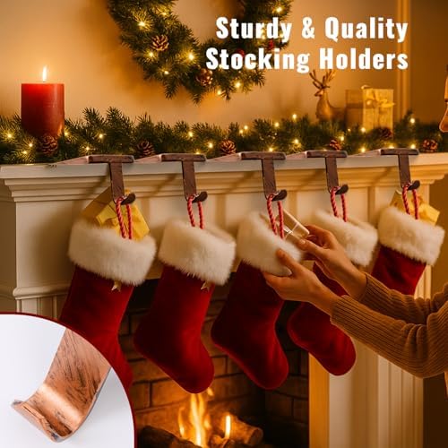 Stocking Holders for Mantle - Set 4, Weighted Metal - Christmas Stocking Holder, Stocking Hangers with Non-Slip Protective Pad, Stocking Hangers for Mantel | TV Stand | Staircase | Dresser - Image 5