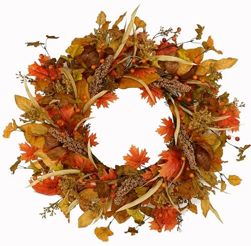 AMF0RESJ Fall Wreaths for Front Door Autumn Door Wreath for Home Decor by AMF0RESJ