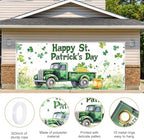 St. Patrick’s Day Garage Door Banner 7x16FT, Green Truck & Shamrocks Garage Door Cover, Festive Outdoor Decoration for St. Patrick’s Day Parties and Yard - Image 4