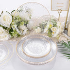 Rubtlamp 175 Pcs Plastic Dinnerware Set (25 Guests), Clear And Gold Plastic Plates, Hammered Party Plates Include Dinner Platos, Dessert Platos, Cups, Gold Cutlery Set And Napkins for Party - Image 4