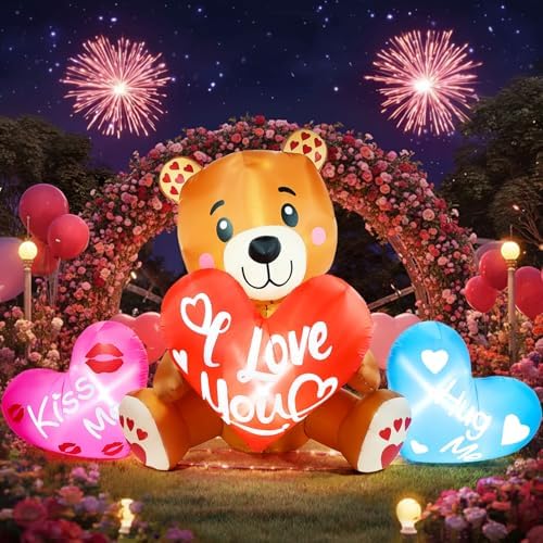 LETIME 10.5 FT Long Valentines Inflatables Outdoor Decorations Blow up Bear by LETIME