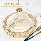 Pesonlook 24 Pcs Natural Cotton Linen Napkins with Fringe, 16x16 Inches - Image 2