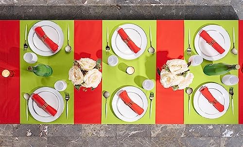 Disposable Table Runner for Dining Table, 16" 20-Pack Linen-Like Kiwi Paper Table Runners for Party, Wedding Or Event - Image 5