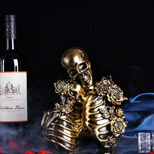 Skull Decor Halloween Decoration: Skeleton Couple Figurines Resin Gothic Statues Vintage Home Decor for Shelf Table Mantel Collectible Wedding Gift (B-Small) - Image 6