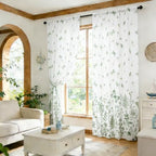 youleyar Floral Printed Curtains 72 Inches Long, 2 Panels Farmhouse Vintage Country Boho Design Curtain for Living Room, Floral and Butterfly Drapes for Bedroom, 52" W x 72" L - Image 3
