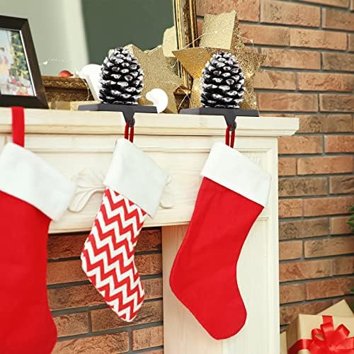 MCEAST 2 Pack Christmas Stocking Holders Pinecone with Snowflake Xmas Stocking Hangers Clips Mantle Hooks for Christmas Decoration - Image 6