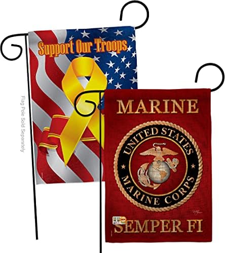 Marine Corps Burlap Garden Flag - Pack Armed Forces USMC Semper Fi United State American Military Veteran Retire Official Support Our Troops - House Banner Small Yard Gift Double-Sided 13 X 18.5 by Breeze+Decor