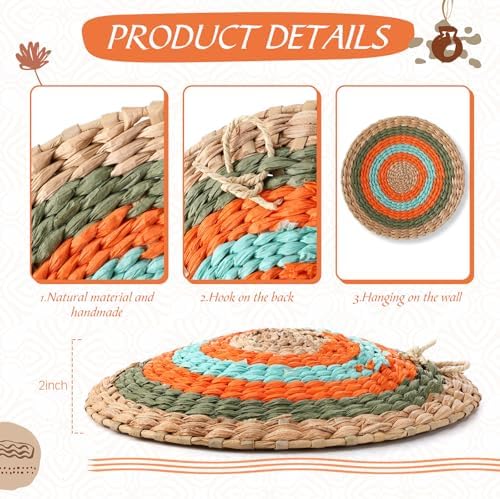 Anglechic 15 Pcs Boho Rattan Wall Baskets Hanging Decor, Orange Style - Image 5