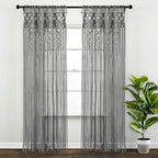 Lush Decor Boho Macrame Textured Cotton Window Curtain Panel Single 40" W x 95" L Gray - Macrame Curtains for Windows, Room Divider, Boho Wall Decor by LushDecor