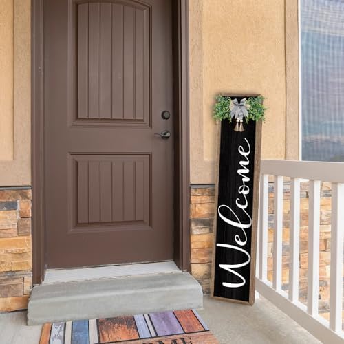 Front Porch Welcome Standing Sign 45"X9" Wood Black - Image 5