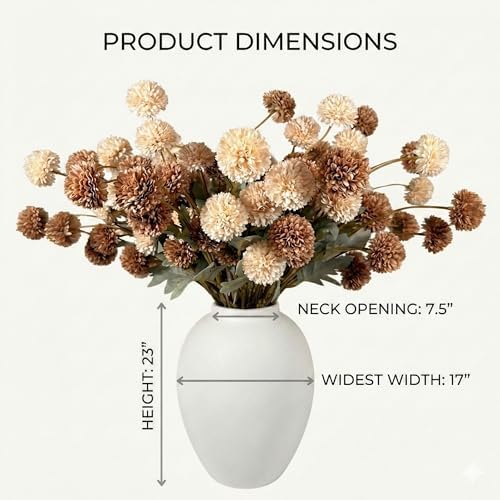 White Vase for Home Decor - Modern Farmhouse Ella Flower Vase for Table - Image 4