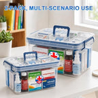 2 Pack Clear Medicine Organizer Box with Handle, Plastic Medicine Container with Tray First Aid Box Empty, Thickened Medicine Storage Organizer Multipurpose Medication Organizer Storage, Blue - Image 6