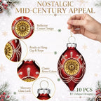 Soulchen 10 Pcs Vintage Glass Christmas Ornaments, Glitter, Retro - Image 4