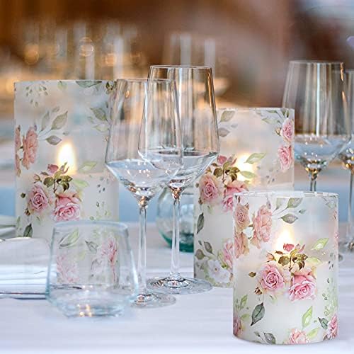 Rose Flameless Candles with Remote Real Wax Blinks Glass Battery Operated Candles - Home Party Wedding Thanksgiving Christmas Summer Decor - Set of 3 - Image 2