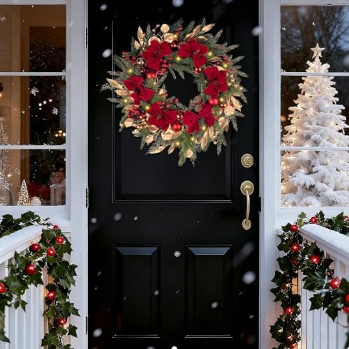24 inch Christmas Wreath，Artifical Christmas Door Wreaths,Winter Wreaths - Image 4