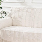 BATTILO HOME Cream Throw Blanket for Couch, Bedroom Decor Boho Throw Blanket, Decorative White Blanket Throw for Sofa Living Room, 50"x60" - Image 6