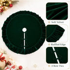 Velvet Christmas Tree Skirt Navy Blue 60 inch Ruffled Holiday Tree Skirt for Rustic Xmas Tree Decoration - Image 6