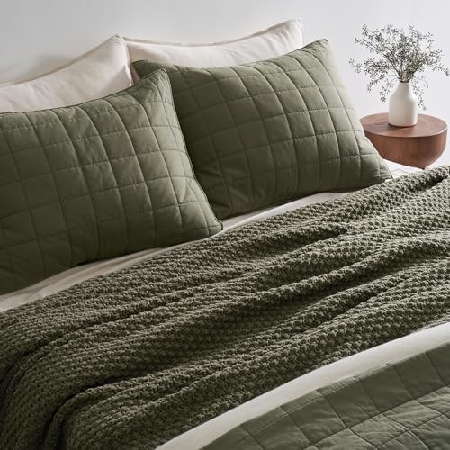 EVERGRACEHOME Chunky Chenille Knit Throw Blanket, 108x92, Olive Green - Image 4