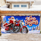 7x16FT Christmas Santa Claus Motorcycle Garage Door Cover Decorations Christmas Garage Door Banner for Outdoor Indoor Christmas Decorations Party Photography Backdrop - Image 4