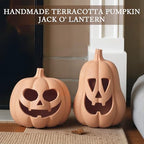 Tioncy Halloween Decor Terracotta Jack O Lantern Pumpkin Decor,Orange - Image 4