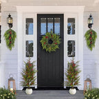 Glitzhome 24 Inch Christmas Wreaths for Front Door, Artificial Greenery Wreath with Pine Cones and Red Berries for Windows, Walls, Porches, Indoor and Outdoor Home Decoration - Image 7