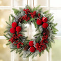 20inch Christmas Wreath, Velvet Balls Berries and Pinecones by Wavyknot