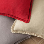 MIULEE Boho Linen Fringe Decorative Euro Throw Pillow Covers Red 24x24 - Image 4