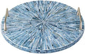 PEMAR Mother of Pearl Decorative Tray, 13" Round Versatile Display and Serving Tray with Gold Handles, Vanity/Perfume/Trinket Catchall for Dresser, Bathroom, Vanity Table (Blue Starburst) by PEMAR