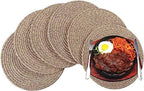 6 Pack Round Woven Placemats,13.8 inch Plate Chargers Mixed Brown Thick Place Mats Cotton Rope Braided Tablemats Rattan Mats for Christmas Table Decoration - Image 4