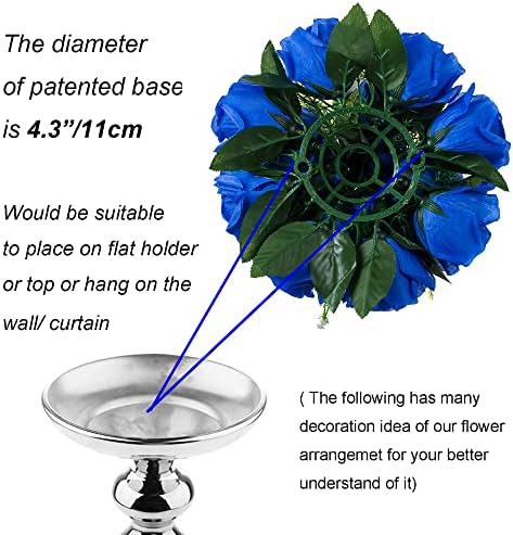 BLOSMON Royal Blue Flowers for Decoration: 10 Pcs Fake Roses Kissing Balls for Wedding Table Centerpieces - Artificial Floral Arrangements Home Baby Shower Birthday Party DIY Decor - Image 5