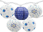 The Dreidel Company 10 Mini Round Lantern Hanukkah String Lights 9' Ft. Long, 4-Pack Pre-Assemble LED Battery Powered 3" Inch Orb by TheDreidelCompany