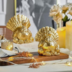 FESTGLOX Thanksgiving Turkey Decor, Gold Resin Turkey Figurine Table Decor - Image 4