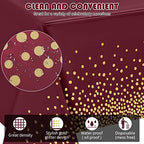 Tegeme 12 Pcs Maroon, Gold Plastic Tablecloths Burgundy Table Cloths Party - Image 2