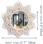 TENEWEE Boho Wall Decor White Macrame Round Hanging Mirror for Entryway - Image 4