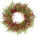 24" Christmas Wreaths for Front Door with Norfolk Pine Xmas Needle Red Berry for Winter Holiday Window Porch Wall Indoors Outdoor by Unknown
