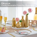 Glasseam Gold Glass Vase, 8pcs Cylindrical Home Decor, Antique Art Deco Style, Holds Water, Gold Electroplating Finish, Living Room Kitchen Bathroom Bedroom Decor, Table Centerpieces - Image 4
