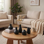 Black Ceramic Bud Vase Set of 10, Small Vases for Pampas Grass, Flowers, Mini Vases for Modern Home Decor, Minimalist Decor, for Living Room, Dining Table & Shelves - Image 6
